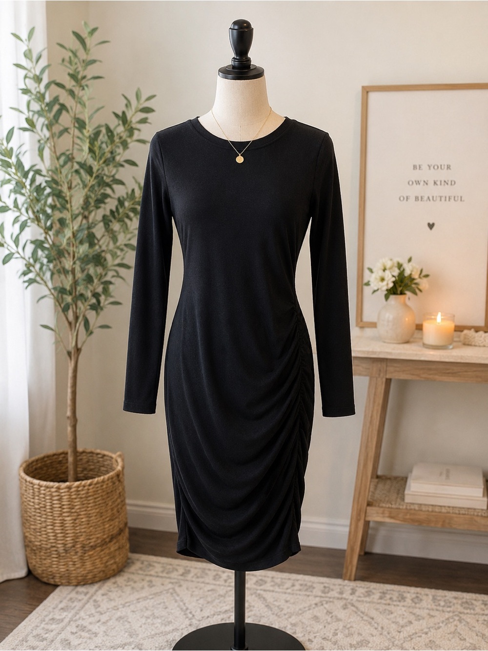 NWT Express Bodycon sweater dress side ruching size small